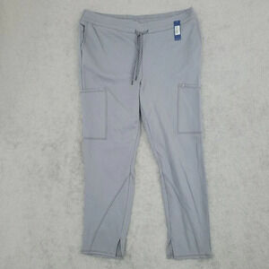 NWT Jaanuu Womens Gray Cargo Scrub Pants XLP Petite 25CT